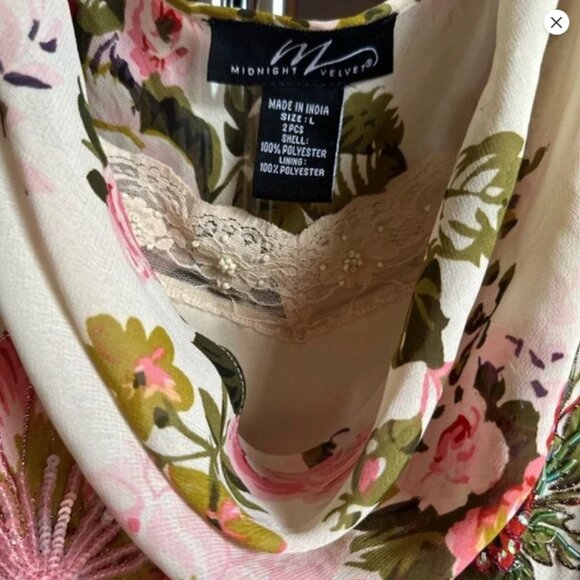 Y2K Whimsical Floral Beaded Sequin Fairycore Dress | L | EVC | Asymmetric Hem - Picture 7 of 7